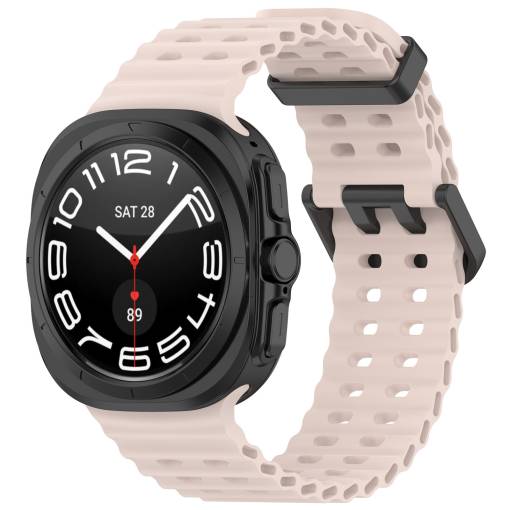 Foto - Brățară din silicon perforată cu cataramă magnetică pentru Samsung Galaxy Watch Ultra 47 mm - Roz