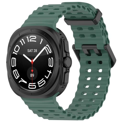 Foto - Brățară din silicon perforată cu cataramă magnetică pentru Samsung Galaxy Watch Ultra 47 mm - Verde