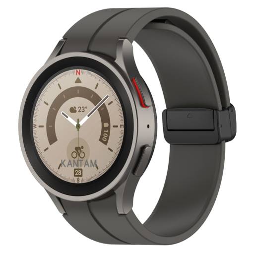 Foto - esec Brățară din silicon cu prindere magnetică pentru Samsung Galaxy Watch 4, 5, 6, 7 - Gri închis