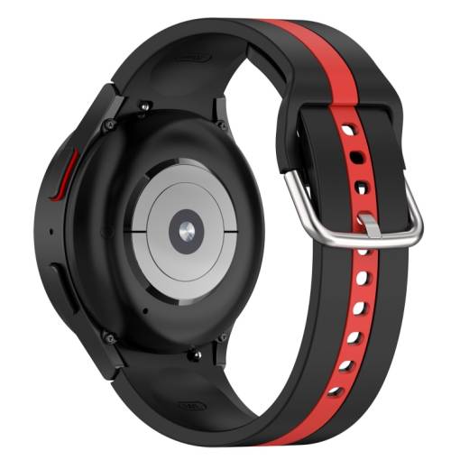 Foto - esec Brățară din silicon pentru Samsung Galaxy Watch 4 și 5 - Dungi negre și roșii