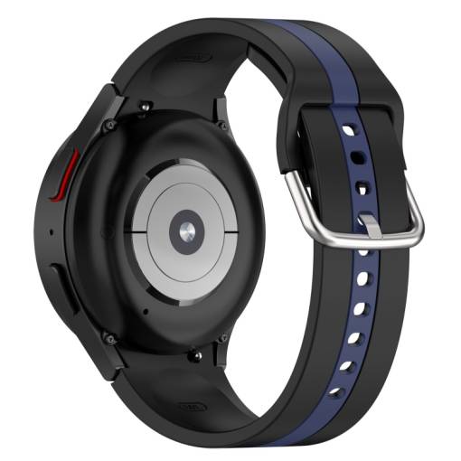 Foto - esec Brățară din silicon pentru Samsung Galaxy Watch 4 și 5 - Dungi negre și albastre