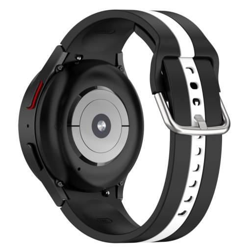 Foto - esec Brățară din silicon pentru Samsung Galaxy Watch 4 și 5 - Dungi negre și albe