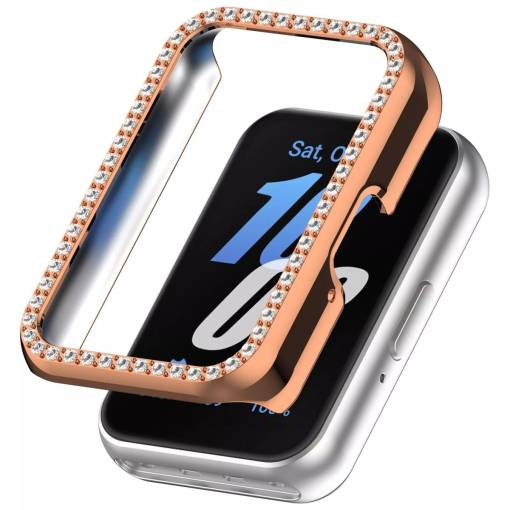 Foto - Cadru de protecție cu pietre pentru Samsung Galaxy Fit 3 - Roz auriu