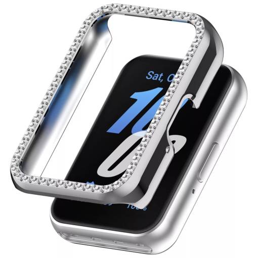 Foto - Cadru de protecție cu pietre pentru Samsung Galaxy Fit 3 - Argintiu