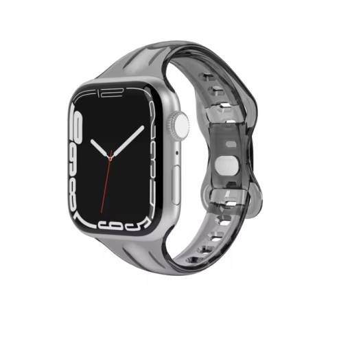 Foto - Brățară din silicon transparent pentru Apple Watch - Negru, 38mm, 40mm, 41mm