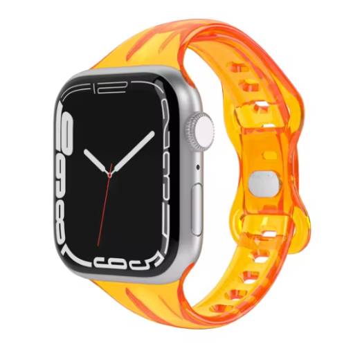 Foto - Brățară din silicon transparent pentru Apple Watch - Portocalie, 42mm, 44mm, 45mm