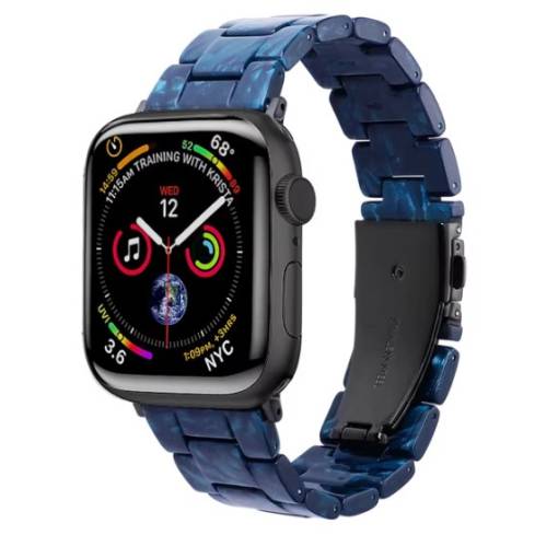 Foto - Cureaua din rășină epoxidică - Patterned Dark Blue, 38mm, 40mm, 41mm