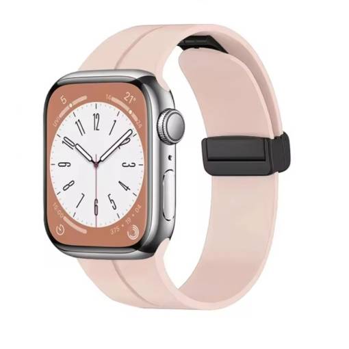 Foto - brățară din silicon pentru Apple Watch - Roz deschis magnetic L - 42 mm, 44 mm, 45 mm, 49 mm