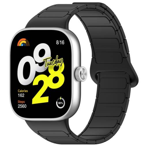 Foto - eses Husă magnetică din silicon pentru Xiaomi Redmi Watch 4, Smart Band 8 Pro și 9 Pro - Neagră