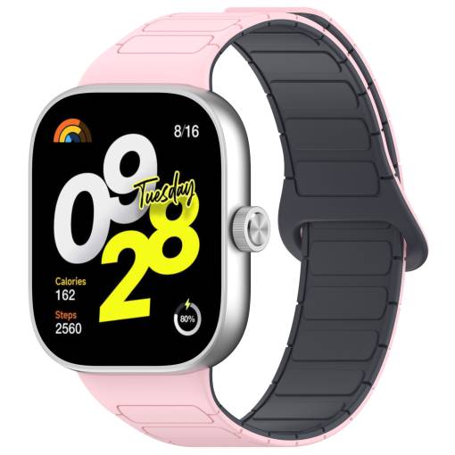 Foto - eses Husă magnetică din silicon pentru Xiaomi Redmi Watch 4, Smart Band 8 Pro și 9 Pro - Roz