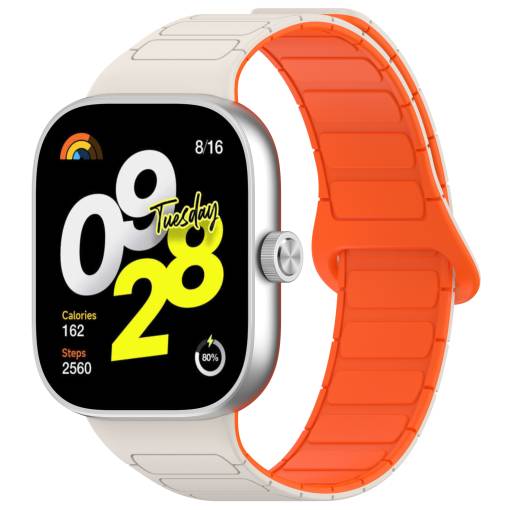 Foto - eses Husă magnetică din silicon pentru Xiaomi Redmi Watch 4, Smart Band 8 Pro și 9 Pro - Albă