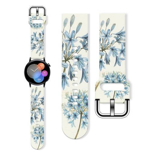 Foto - eses Silicon bandă florală - Albastru deschis, 22 mm