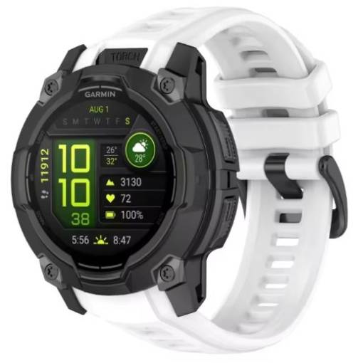 Foto - sesă Silikonovă brățară pentru Garmin Instinct 3 - Albă, 22 mm