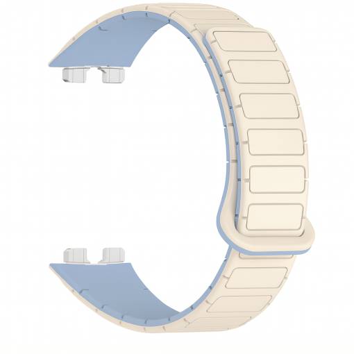 Foto - eses Curea magnetică din silicon pentru Huawei Band 8, 9, 10 - Bej
