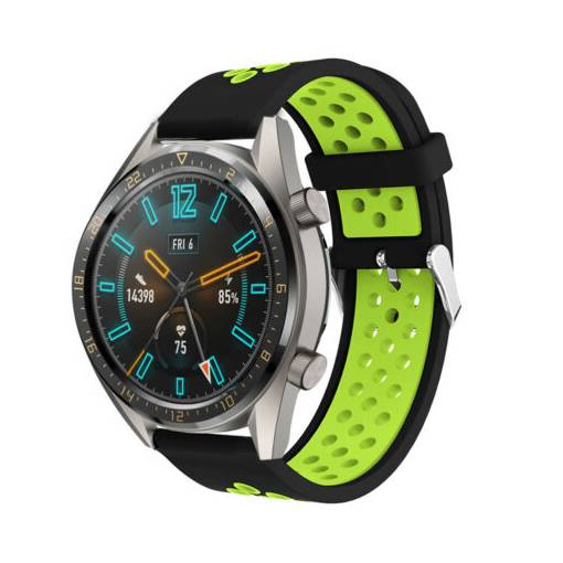 Foto - Brățară din silicon perforată - Verde-negru, 22 mm