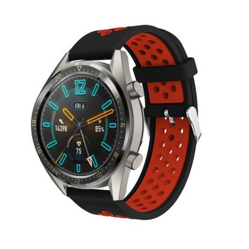 Foto - Brățară din silicon perforată - Negru-roșu, 20 mm