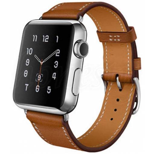 Foto - Ceas din piele eses 38mm, 40mm, 41mm pentru Apple Watch - Cu gravură "Din dragoste", maro