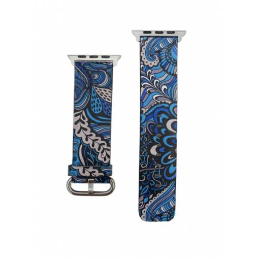 Foto - Curea din piele eses pentru Apple Watch - Albastră, colorată 42mm, 44mm