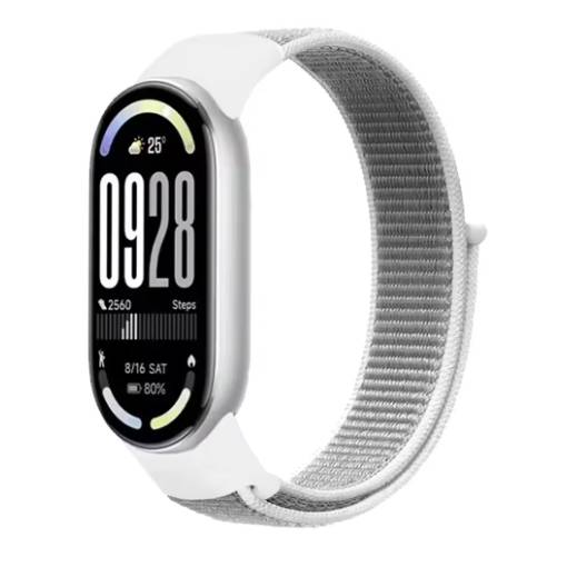Foto - esese curea din nailon pentru Xiaomi Smart Band 8, 9 și 10 - Alb-gri