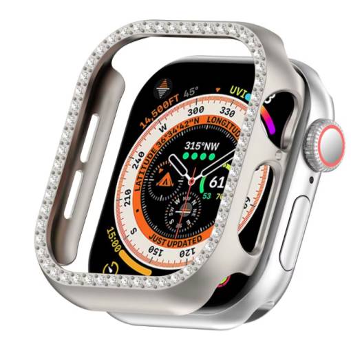 Foto - Cadru de protecție cu pietricele pentru Apple Watch 10, 46 mm - Argintiu, mat
