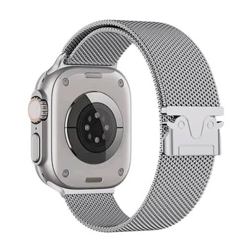 Foto - Bratara Milanese cu catarama pentru Apple Watch - Argintie lucioasă, 38mm, 40mm, 41mm