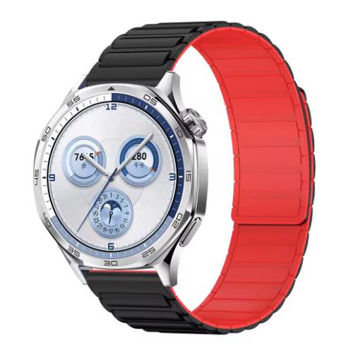 Foto - esem Magnetický siliconat brățară - Negru roșu, 22 mm