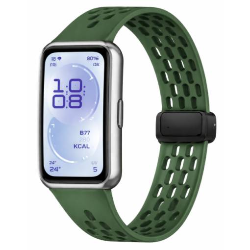 Foto - Brățară din silicon perforată cu cataramă magnetică pentru Huawei Band 11 și Huawei Band 11 Pro - Albastră
