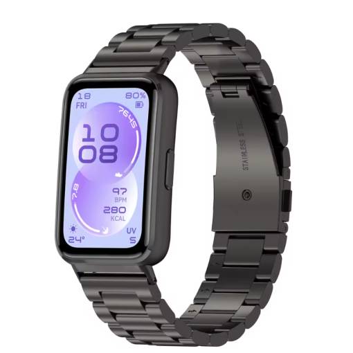 Foto - Brățară metalică pentru Huawei Band 11 și Huawei Band 11 Pro - Neagră