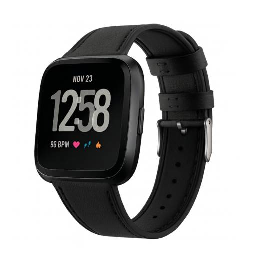 Foto - Curea din piele pentru Fitbit Versa - Negru
