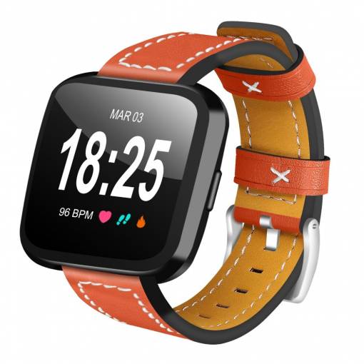 Foto - Curea din piele eses pentru Fitbit Versa - Portocaliu