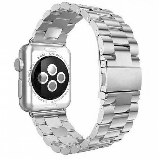 Foto - escală metalică pentru Apple Watch - Argintie 42mm, 44mm, 45mm, 49mm