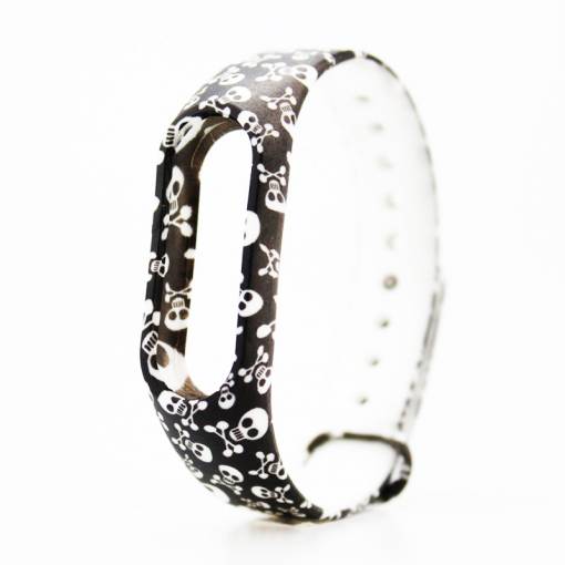 Foto - eses Bratara pentru Xiaomi Mi Band 2 - Neagra, cranii