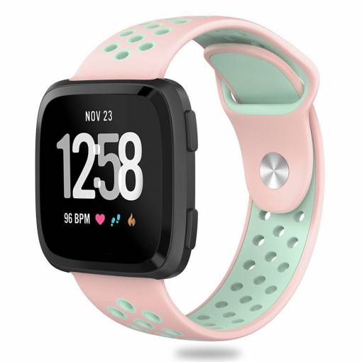 Foto - Curea eses Sport din silicon pentru Fitbit Versa - verde roz