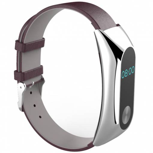 Foto - Curea din piele eses pentru Xiaomi Mi Band 2 - Maro Inchis