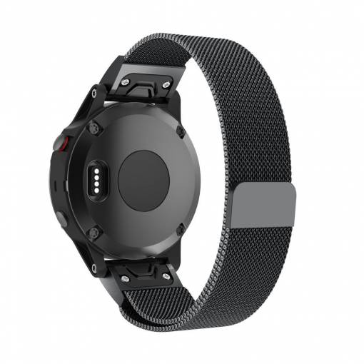 Foto - brățară milaneză pentru Garmin - Neagră, QuickFit 22 mm