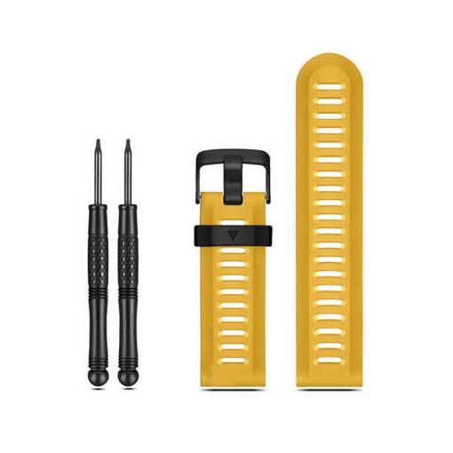 Foto - brățară din silicon pentru Garmin - Galbenă perforată, 26 mm