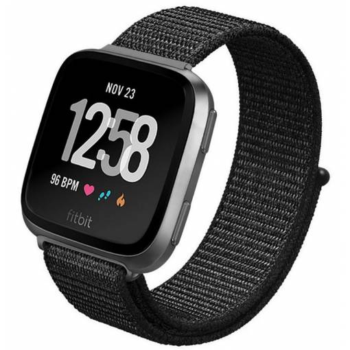 Foto - brățară din nylon pentru Fitbit Versa - Neagră