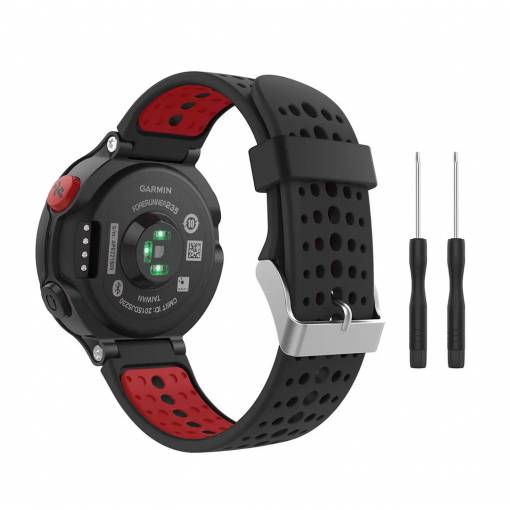Foto - eses Brățară din silicon pentru Garmin cu perforații - Negru-roșu, 15 mm