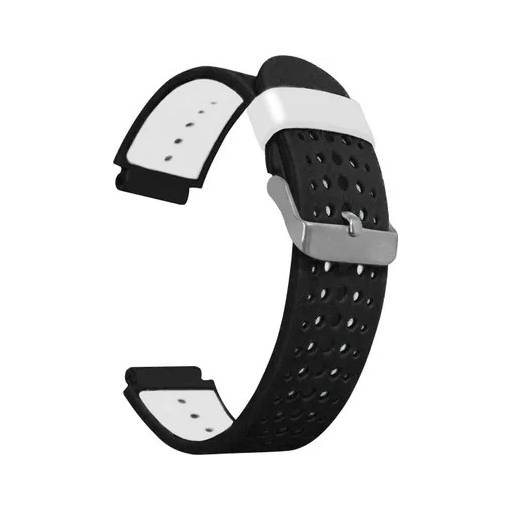 Foto - eses Brățară din silicon pentru Garmin cu perforații - Negru-alb, 15 mm