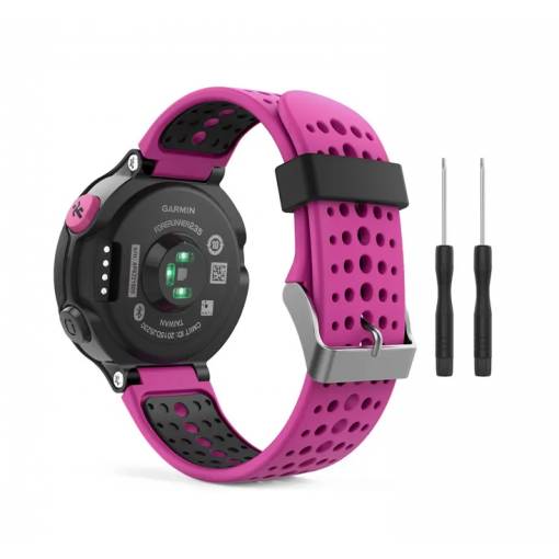 Foto - eses Brățară din silicon pentru Garmin cu perforații - Roz-negru, 15 mm