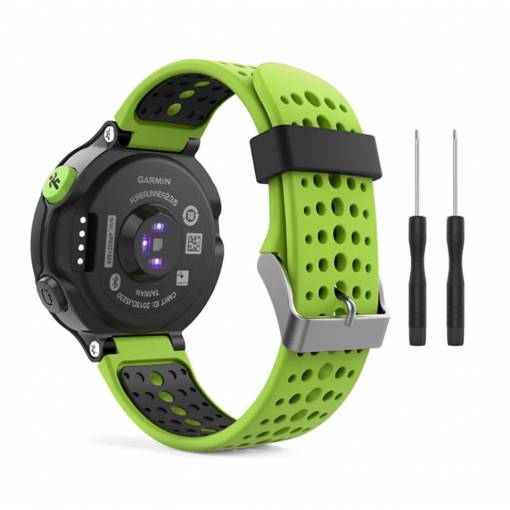 Foto - eses Brățară din silicon pentru Garmin cu perforații - Verde-negru, 15 mm