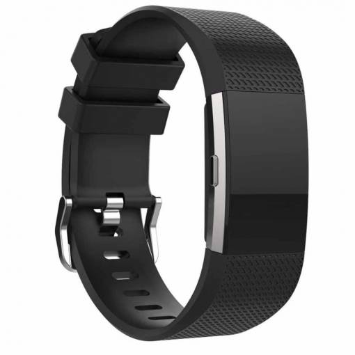 Foto - eses Brățară din silicon pentru Fitbit Charge 2 - Mărimea L, neagră