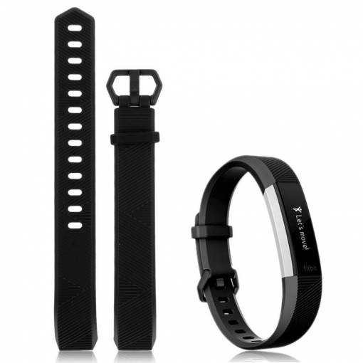 Foto - Curea din silicon eses pentru Fitbit Alta, Alta HR si Ace - Marimea L, neagra