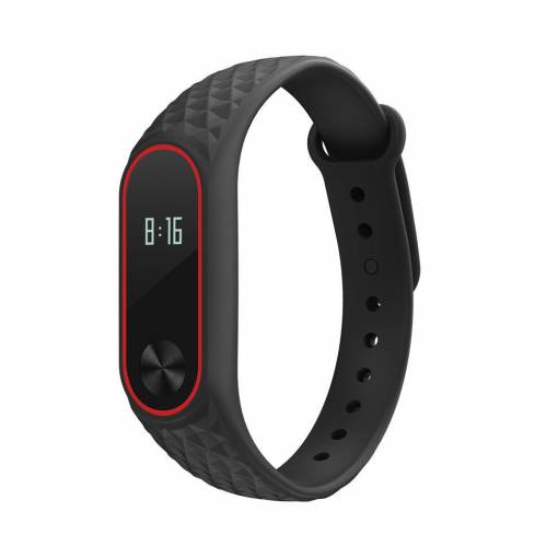 Foto - Bratara cu model eses pentru Xiaomi Mi Band 2 - Negru Rosu