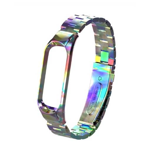 Foto - esep Cureaua metalică pentru Xiaomi Mi Band 3 și Xiaomi Mi Band 4 - Curcubeu