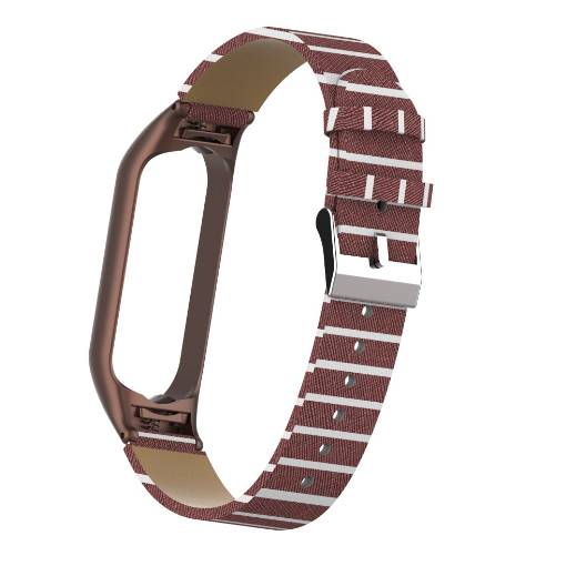 Foto - brățară din piele pentru Xiaomi Mi Band 5 și Xiaomi Mi Band 6 - Vzorovană, maro
