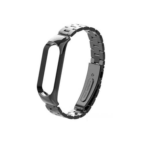 Foto - Brățară metalică pentru Xiaomi Mi Band 5 și Xiaomi Mi Band 6 - Neagră