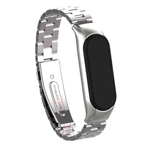 Foto - Brățară metalică pentru Xiaomi Mi Band 5 și Xiaomi Mi Band 6 - Argintie