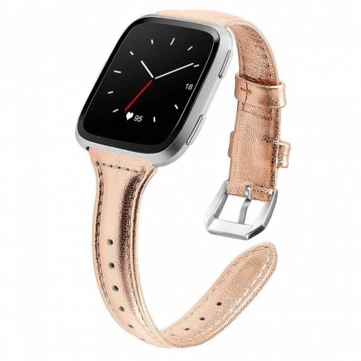 Foto - eses Curea din piele îngustă pentru Fitbit Versa - Aur