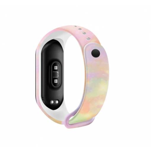 Foto - Bratara eses pentru Xiaomi Mi Band 5, Mi Band 6 si Amazfit Band 5 - Cu model, albastru si galben